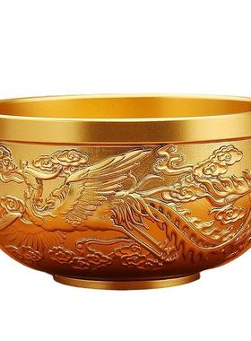 浮雕黄铜龙凤呈祥百福碗餐厅餐具家用铜碗送礼金属工艺品摆件