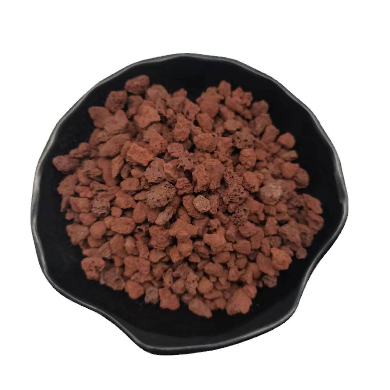 红色火山石颗粒鱼池过滤火山岩园林造景香薰石污水处理多肉盆景用