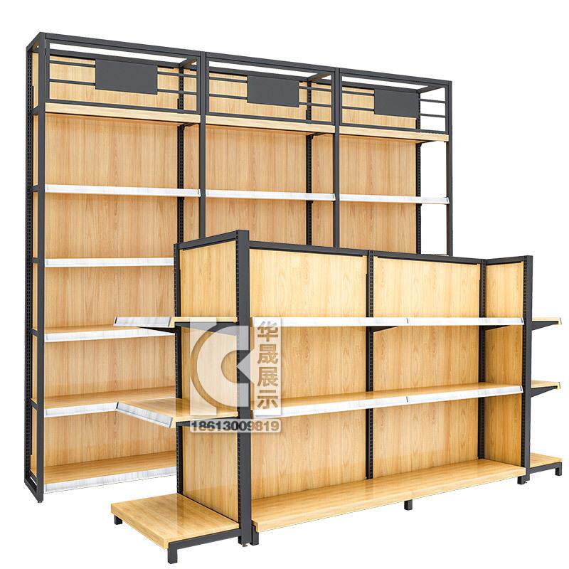 19红酒货架展示架19钢木货柜超市便利店商用双面烟酒店白酒洋酒庄