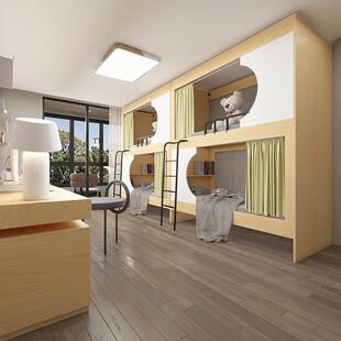 青旅民宿实木太空舱全包床高低上下床铺双层床公寓床多功能床厂