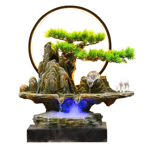 新中式假山流水喷泉公室内客厅招财循环水摆件装饰开业乔迁礼品