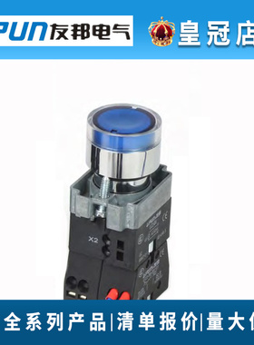 友邦电气带灯按钮UC2-B9-W36865 金属直插式工业控制按钮常开常闭