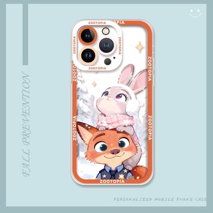 苹果iPhone雪国搭档尼克和朱迪手机壳硅胶透明保护套全包防摔适用于vivoY77小米Civi4Pro红米Note12Pro苹果17