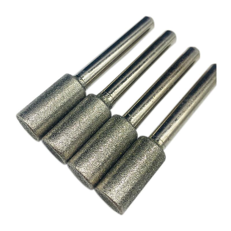 电镀金刚砂磨棒120目翡翠玉石工具电动抛光6柄圆柱金刚石打磨头