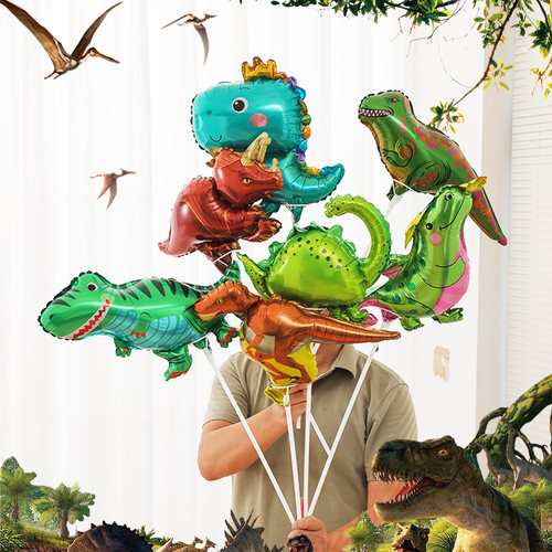 运动会迷你恐龙气球带杆可爱卡通气球儿童安全无毒手持杆生日派对
