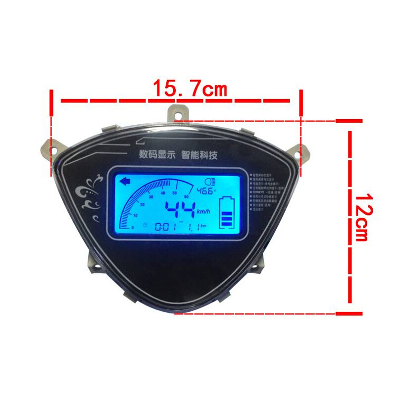 电动车液晶仪表雷霆王码表数显电量速度里程48-96v公里改装锂电压