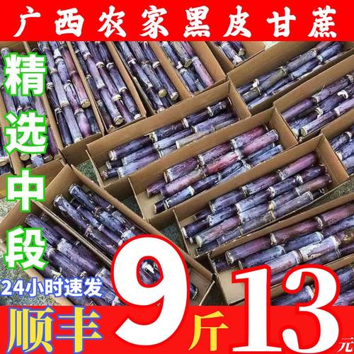 广西正宗农家黑皮甘蔗新鲜脆甜杆水果当季紫皮甘蔗整箱9斤包邮