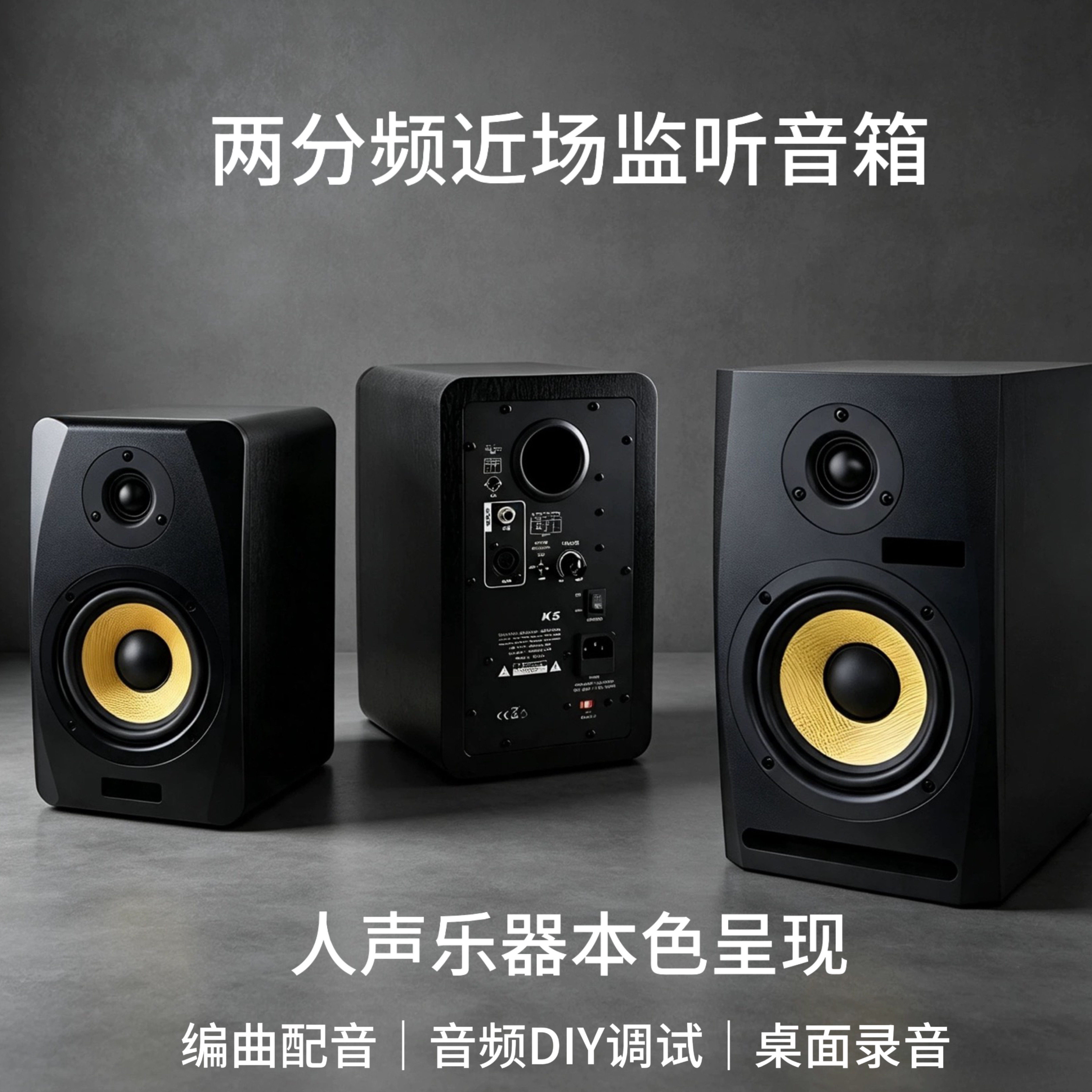 近场监听音箱有源两分频家用编曲录音配音精准解析立体声对箱