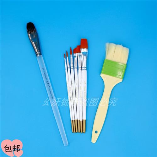 卡通包子馒头刷水刷 6支白杆尼龙毛套装水粉水彩画笔卡通面食造型