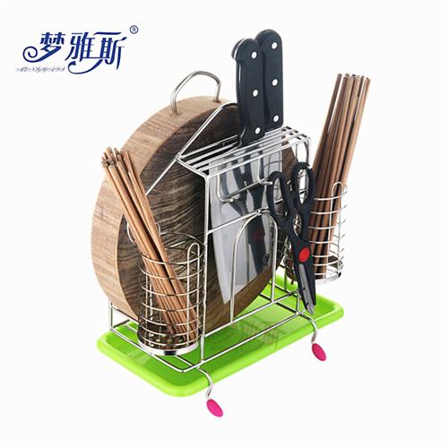 不锈钢刀架厨房免打孔置物架多功能沥水砧板架壁挂式菜板架收纳架