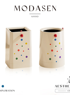 MODASEN丨波点 SFSF简约ins风大号垃圾桶家用客厅可移动纸娄带轮