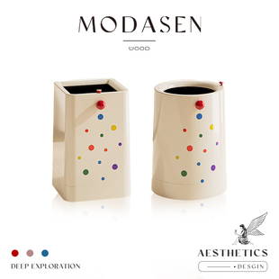 MODASEN SFSF简约ins风大号垃圾桶家用客厅可移动纸娄带轮 波点