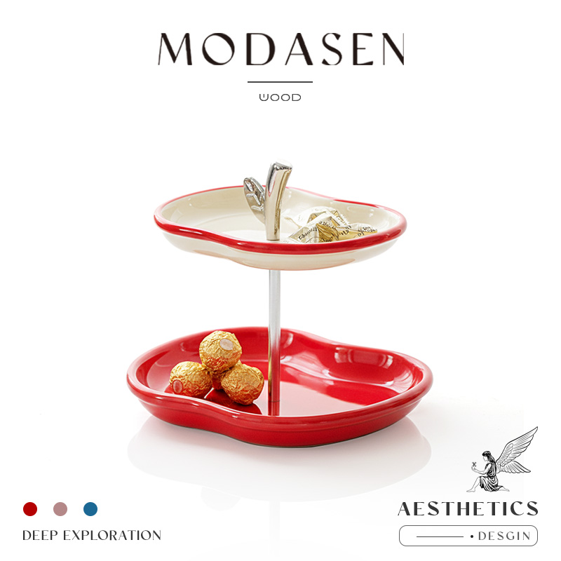 MODASEN喜庆双层陶瓷糖果零食盘