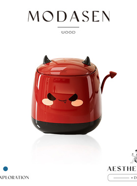 MODASEN丨萌角 MENJ搞怪小恶魔桌面垃圾桶办公迷你收纳桶带盖