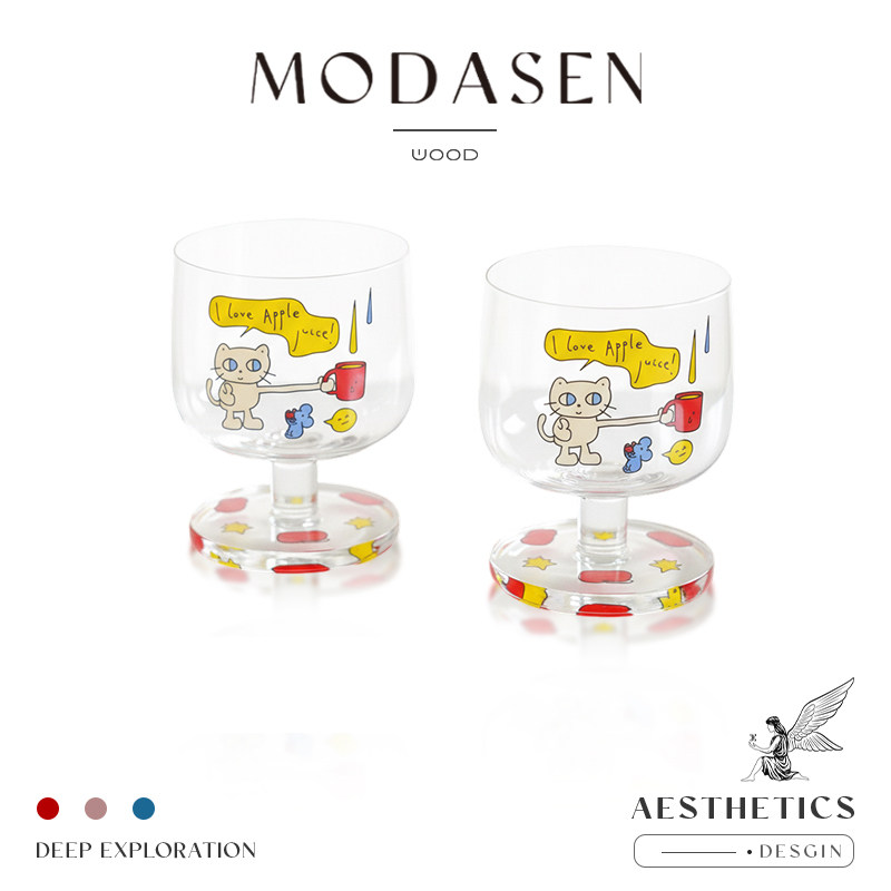 MODASEN高颜值卡通玻璃矮脚杯图片