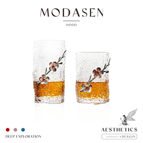 MODASEN日式锡花玻璃泡茶杯水杯
