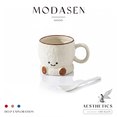 MODASEN可爱笑脸陶瓷马克杯礼物