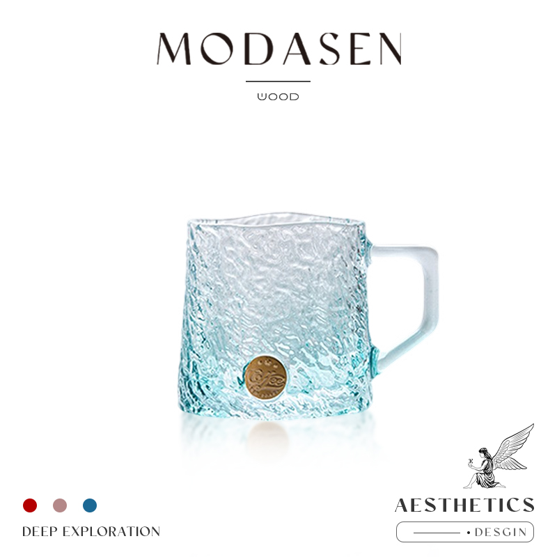 MODASEN渐变冰川玻璃杯带把