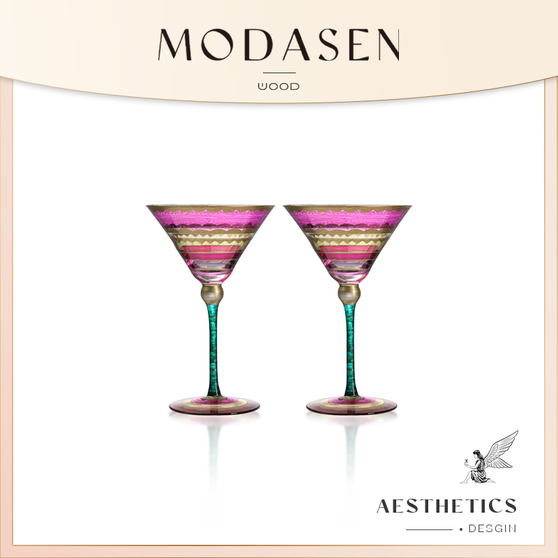 MODASEN高颜值彩绘玻璃鸡尾酒杯