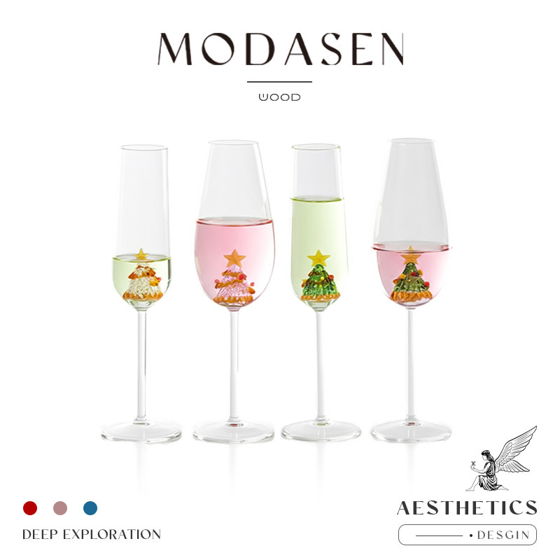 MODASEN丨诞星 DANX立体圣诞树玻璃香槟杯高脚杯热红酒杯起泡酒杯