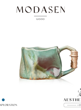 MODASEN丨绑绳 AHJD复古窑变陶瓷马克杯不规则咖啡杯家用水杯礼物