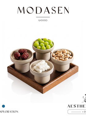 MODASEN丨胡奇 NAIY高档中古陶瓷高脚果盘家用客厅点心盘干果托盘