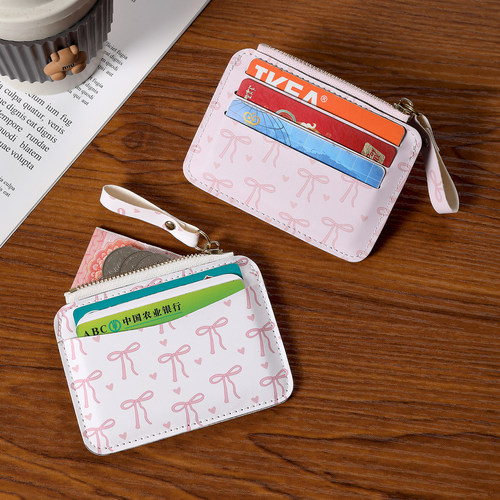 韩版蝴蝶结爱心卡包女迷你便携多卡位证件收纳包简约甜美零钱卡套