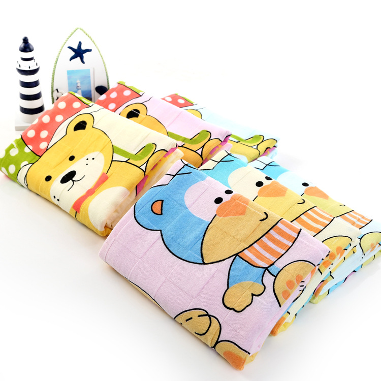 纯棉纱布印花浴巾婴幼儿童毛巾被幼儿园抱被推荐沐浴