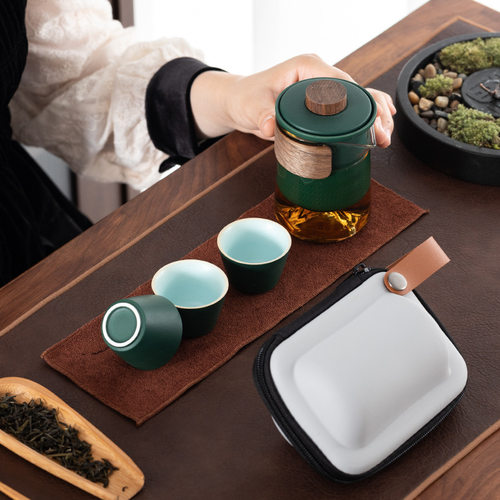 远山陶瓷旅行茶具一壶三