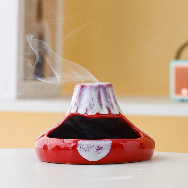 创意陶瓷火山蚊香盒托盘架子家用檀香炉防烫防火接灰盒蚊香支架