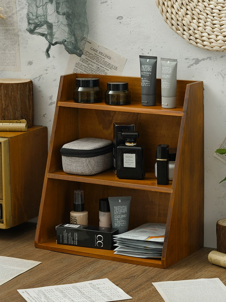 桌面收纳挂墙式木质多层复古置物架zakka