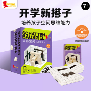 筑影空间拓展题卡 Dusyma思维训练 立体投影积木儿童三视图玩教具 3-6岁筑影空间儿童玩教具 拓展题卡 儿童游戏木质玩具