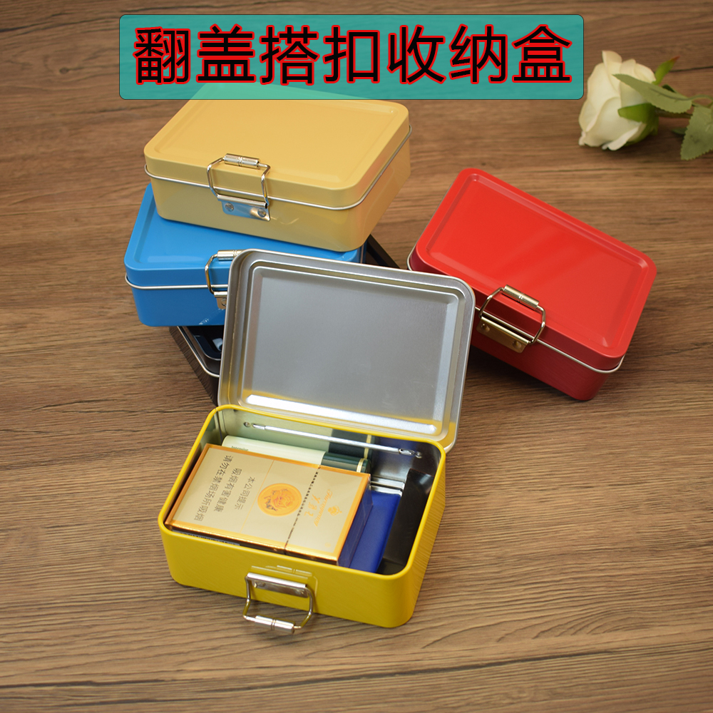 翻盖单扣马口铁盒小物件礼品收纳盒锁扣小铁盒茶叶包装铁罐糖果盒