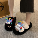 可爱卡通厚底毛毛拖鞋女冬新款外穿小码居家松糕办公室内大码棉拖