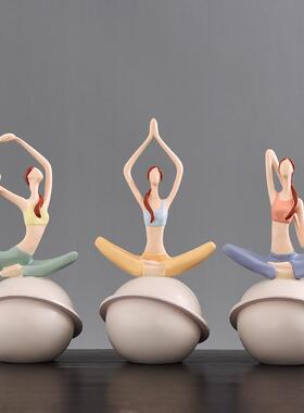 瑜伽小人物摆件瑜伽馆工艺品禅意女孩房间装饰品卧室床头柜家居