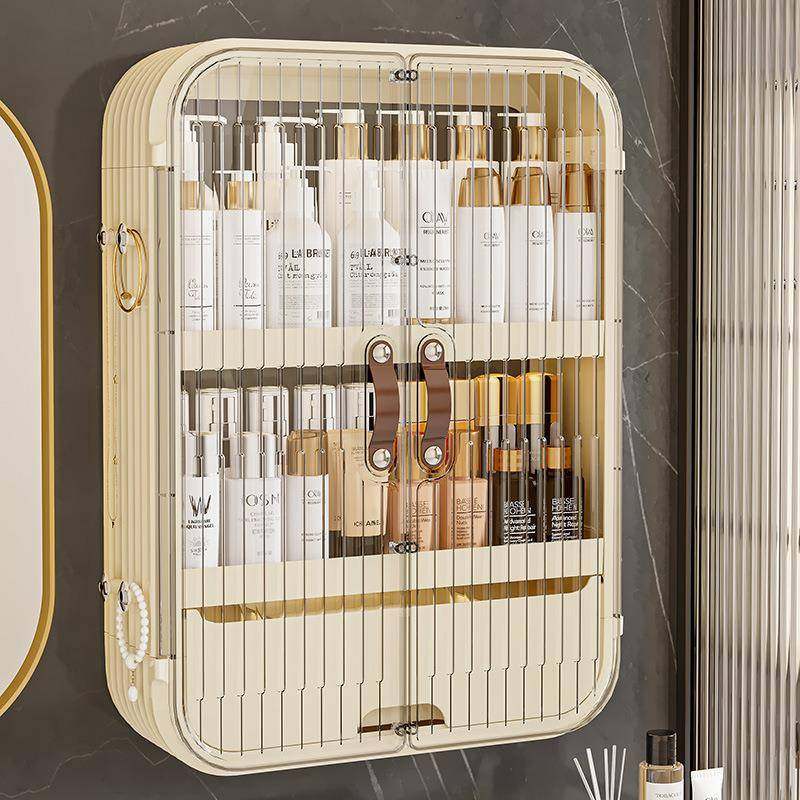 免打孔壁挂式浴室置物架带门多层化妆品卫生间收纳架多功能储物架,收纳整理,书桌收纳置物架,淘宝优惠券,粉丝福利购,淘宝优惠卷