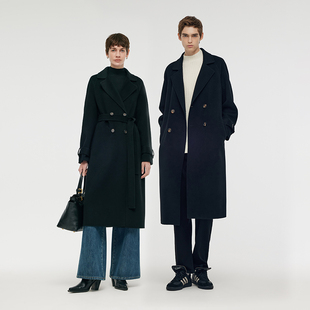 歌莉娅冬季新品羊毛羊绒双面呢风衣式大衣男女同穿1CCL6N560