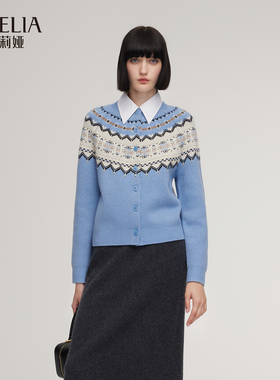 歌莉娅冬季新品费尔岛毛织开衫1ENC6J1H0