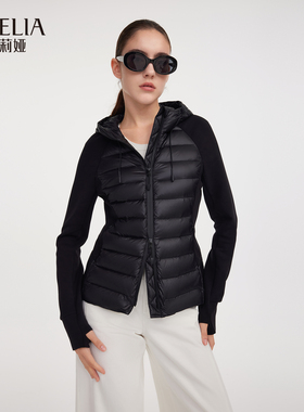 歌莉娅冬季新品拼接连帽羽绒服鹅绒服1ECL8B830
