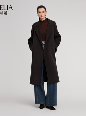 歌莉娅冬季新品羊毛羊绒毛呢外套配腰带男女同款1ENC6N0H0