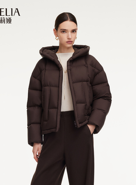 歌莉娅冬季新品泡芙连帽短款鹅绒羽绒服1EDL8B380
