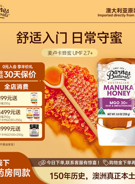 巴恩天然MGO30+Barnes澳洲原装进口UMF2.7挤压式麦卢卡蜂蜜250g