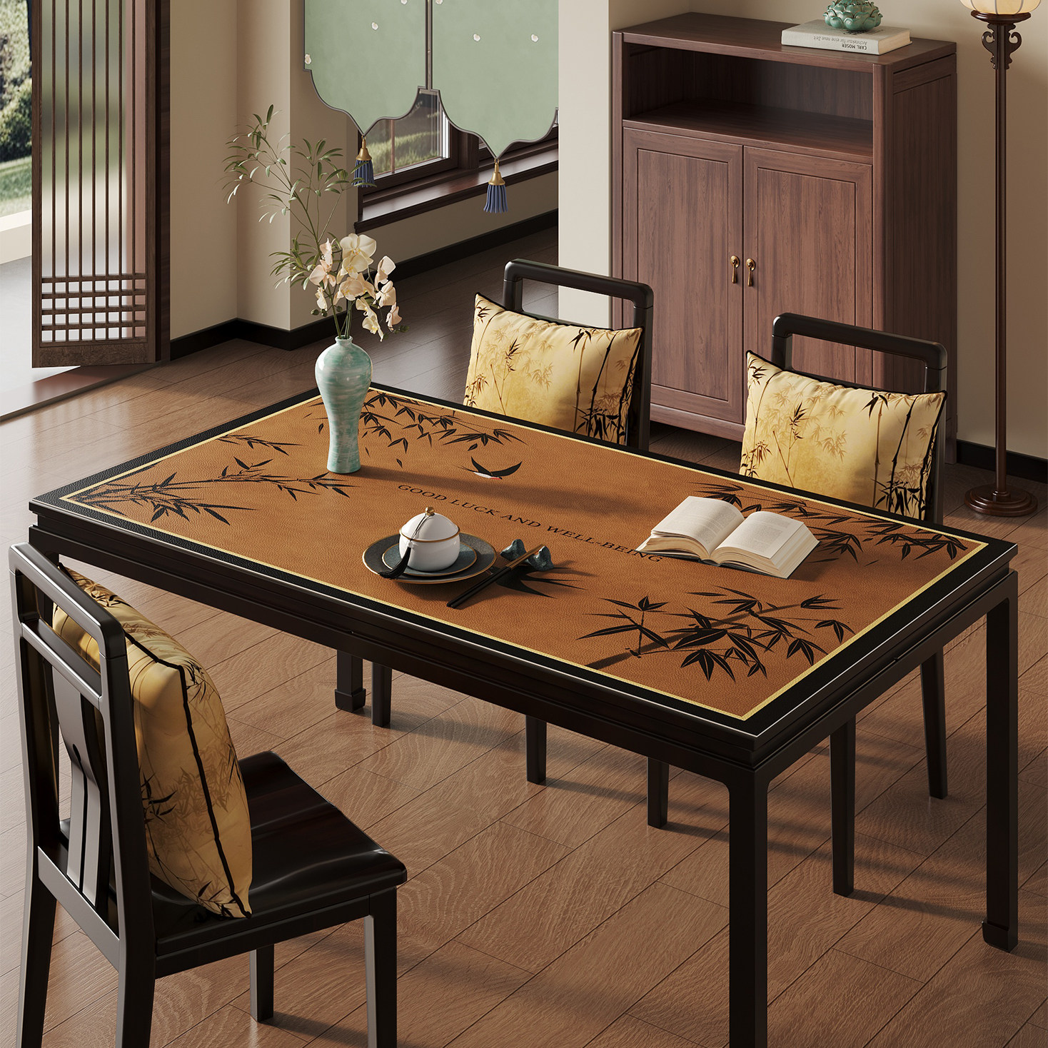 新中式桌垫免洗防水防油2026新款茶几餐桌保护垫防烫桌布可定制,居家布艺,桌布,淘宝优惠券,粉丝福利购,淘宝优惠卷