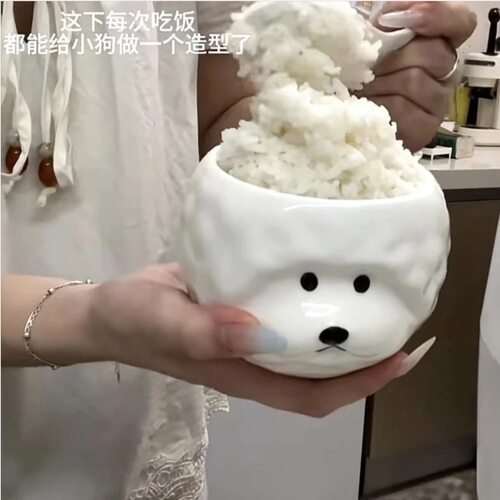 Bixiong Bowl Cute Hand Pinched Irregular Ceramic Rice Bowl Household Utensils Yogurt Bowl Chopstick Rack Gift for house