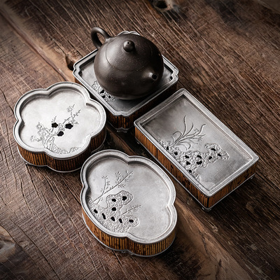 Xiangfei Bamboo Pot, Chinese Retro Dry Brewing Platform, Handmade Water Storage Pot, Kung Fu Tea Set, Tea Tray, Househo