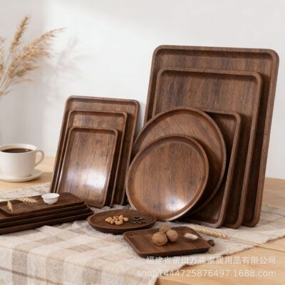 Tray Japanese style minimalist home art solid wood plate, afternoon tea dessert tray, multi specification arrangement t