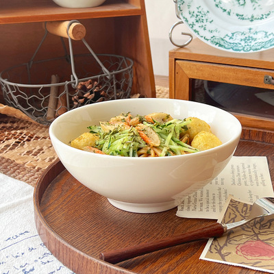 Dehua rice white bowl, chubby and chubby rice bowl, ceramic bowl, household rice bowl, soup bowl, noodle bowl, salad bo