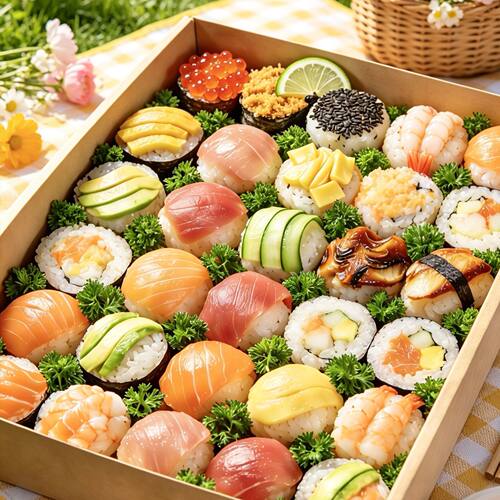 Picnic box One time packing lunch box Spring outing camping kraft paper Rice and vegetable roll snack sushi dessert box