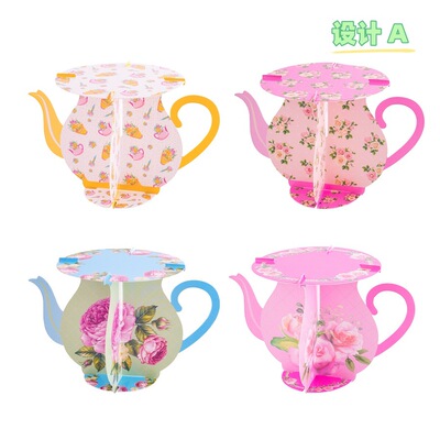 Cross border tea party themed teapot cupcake holder is suitable for tea parties, tea parties, and cake stands