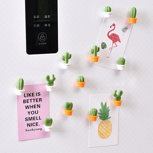 Creative Cactus Refrigerator Sticker Mini Magnetic Fixed Buckle Iron Decorative Refrigerator Door Accessories Set of 6